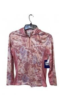 Huk Women's Pink Camo 1/4 Zip Lightweight Sporty Pullover Hoodie Medium -New $55